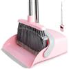 XXFLOWER Set di scope e paletta con manico lungo, scopa con paletta, set con manico estraibile, paletta Broom and Dustpan, per la pulizia della casa, ufficio (grigio-rosa)
