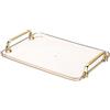 PATIKIL Vassoio Servizio Plastica 12 x 8,6 con Manici Dorati, Riutilizzabile Vassoio Rettangolare per Dolci Caffè Tè, Tavolo Soggiorno Cucina, Piano Lavoro, Ambra
