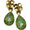 Zayka Jewelry Orecchini donna grandi particolari pendenti lunghi con pietra naturale Turchese Verde in argento 925 placcati oro giallo 18K carati artigianali fatti a mano