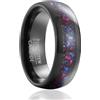 SOXEMAN Anello Donna in Tungsteno Nero Larghezza 8mm con Intarsio Multicolore Effetto Opale - Fascia per Matrimonio o Statement (Misura USA) | Viola e Blu | Misura USA 13 (69,7 mm)