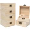 Sixfolo 6 Pezzi Piccole Scatole in Legno10x10x5cm Scatole Portaoggetti di Legno con Coperchio Quadrate Cassette di Legno Decorative per Fai da te e Conservare Piccoli Oggetti