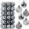 Taeku Palline di Natale, 36Pcs 4cm Infrangibili Albero di Natale Palla Decorazioni Opache Ornamenti con Ganci per Partito di Nozze di Vacanza (Argento)