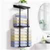 LYL. Ling Portasciugamani da parete con ripiano e 6 ganci, organizer da bagno (nero)