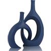WUBIANJIE Set di 2 vasi in ceramica blu - Moderni vasi blu navy per centrotavola da tavolo da pranzo, decorazione per fattoria e casa, divisori per ufficio, mensole, decorazione d'ingresso