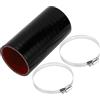 A ABSOPRO 1 Set 70mm/2.76 ID 150mm/5.91 Lunghezza 0 Gradi Nero Rosso Tubo in Silicone per Auto con Morsetti Tubo del Refrigerante Universale