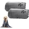 MUYAPAY 2 Pezzi Asciugamano Cane in Microfibra, Morbido al Tatto, Panno Ultra Assorbente per Cani Accessori, Salviettine Cane per Cani Gatti Altri Animali Domestici, Grigio (100 x 50cm)