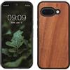 kwmobile Custodia Compatibile con Google Pixel 9a Cover - Protezione in Legno per Smartphone - Back Case con Bumper in Silicone TPU - Marrone Vintage/Marrone Legno di Acacia