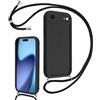 Coalbooliy Cover per iPhone 17 Air 6,5 con Cordino per Cellulare, Custodia Silicone con Regolabile Collana Sottile Morbida Case Protezione della fotocamera Antiurto con Necklace, Nero