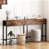 YATINEY Tavolo Consolle Ingresso Stretto 160 cm, Stile Industriale, con 4 Cassetti in Tessuto, per Soggiorno, Ingresso, Corridoio, Marrone Vintage e Nero, XCT40BR