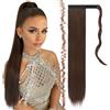 FESHFEN Posticci per capelli Extension Coda Di Cavallo Capelli Lunga Estensione Capelli Sintetici Coda Capelli Extensions per Donna 60cm, 125g Marrone medio