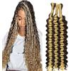 Hxxcoup Deep Wave Bulk Braiding capelli umani Unprocessed P4/613 Highlight Blonde Human Hair Extensions For Boho Braids No Weft Curly Braiding Hair 50g/bundle Total 150g 22 22 22 Zoll
