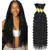 Hxxcoup 30 30 30 Zoll Deep Wave Bulk Braiding capelli umani Bundles Unprocessed Natural Black Human Hair Extensions For Boho Braids No Weft Curly Braiding Hair 50g/bundle Total 150g