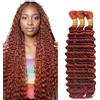 Hxxcoup Deep Wave Bulk Braiding capelli umani Bundles Unprocessed #33 Reddish Brown Human Hair Extensions For Boho Braids No Weft Curly Braiding Hair 50g/bundle Total 150g 14 14 14 Zoll
