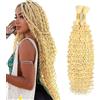 Jucames Extension Capelli Veri Umani Deep Wave Human Hair for Braiding Tessitura Unprocessed Remy No Weft Extensions Colore Blonde for Woman 12 12 Inch
