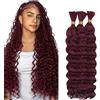 Hxxcoup Deep Wave Bulk Braiding capelli umani Bundles Unprocessed #99j Burgundy Human Hair Extensions For Boho Braids No Weft Curly Braiding Hair 50g/bundle Total 150g 22 22 22 Zoll