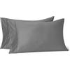 Amazon Basics Federa Deluxe, 100% Cotone Raso 400TC, Extra Morbida, 50 x 80 cm, Grigio Scuro