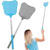 GeeRic 2pz Palette Schiacciamosche，GeeRic 110 CM Estensibile Paletta Mosche Maniglia Estesa Flessibile Resistente Schiacciamosche per Zanzare Insetti a Altezze Casa Giardino Blu+Grigio