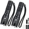 flintronic Torcia LED Potente Professionale,2 Pezzi Super Luminoso Torcia Elettrica con Fondina, 5 Modalità IP67 Impermeabile, Zoomabile Torcia per Campeggio, Escursione, Outdoor, Emergenza
