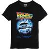 Back To The Future T-Shirt Delorean, Design Classico con Orologio e Auto, Collezione Film Ufficiale Ritorno al Futuro, Nero , M