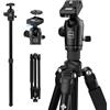 GEEKOTO Treppiede per fotocamera da 77, DSLR Camera Tripod in alluminio, con monopiede e testa a sfera panoramica a 360°, piastra a sgancio rapido 1/4 e custodia per treppiede per fotocamera reflex