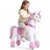 PonyCycle Ufficiale Classico Modello U Peluche Unicorno Grande che Cammina Unicorno Gigante da Cavalcare (con Freno e Suono/Altezza 108 cm/Taglia 5 per 7+ Anni) Rosa Ux502