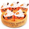 WHAT DO YOU MEME? Relatable, Emotional Support Lattes, peluche, piccolo regalo perfetto per gli amanti del caffè, cesti regalo e persone care di tutte le età, con 5 peluche autunnali con cestino
