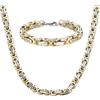 Caimeytie Set collana e bracciale per uomo, collana in acciaio inox, larghezza: 6 mm, da uomo, colore oro e acciaio, Acciaio inossidabile, Nessuna pietra preziosa