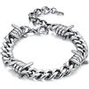 Bandmax Bracciale Uomo a Catena Cubana di Spine in Acciaio Inossidabile, Braccialetto Argento HipHop Punk Rock, Larghezza 9MM Grosso Catenine Accessori