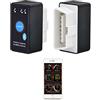 Bolwins D22CS Bolwins Mini Bluetooth OBD2 Scanner - Dispositivo diagnostico Bluetooth OBD2 per messaggi di errore del veicolo e dati in tempo reale, compatibile con Android e Windows, lettore di codice auto