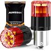 AUHSSAN BAU15S PY21W Lampadine LED, Rosso Super Brillante12V 24V Non Polarità 2835 18SMD LED Lampadines per la Luci di Retromarcia, Luce Di Parcheggio, Luci di Coda (2Pezzis)