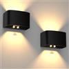 T-SUN Lampada da Parete con Sensore di Movimento Ricaricabile, Nero Applique da Parete Wireless con Telecomando, 3000K Bianco Caldo Luce da Parete per Interni/Esterni - 2 Pezzi