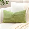 Sungeek 1 Pezzi Federe Cuscini 40x60 in Morbido Velluto a Coste, Fodere per Cuscini Decorativi con Motivo a Strisce e Patchwork Croce Copricuscini Cuscino per Divano Letto Soggiorno, Verde