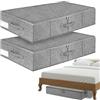 Zinueen 2 Cassettiera Sotto il Letto, Contenitore Sotto il Letto, con Coperchio e Maniglie, Pieghevole, 85 x 40 x 12 cm, per Vestiti, Coperte, Stabile Contenitore Sotto il Letto, Grigio