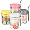 Roysmart Overnight Oats - 4 barattoli con coperchio, 360 ml, in vetro, con coperchio e cucchiaio, per avena, cereali, frutta, lattuga, yogurt, 4 pezzi