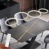 GBLY Lampada a sospensione per tavolo da pranzo a LED: lampada da sala da pranzo design moderno a sospensione a 4 anelli bianca da 88 cm dimmerabile con telecomando