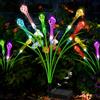 Beedove Lampade solari per esterni da giardino, 2 pezzi, 6 LED, colorate, a forma di goccia, da giardino, per esterni, aggiornate, modalità opzionali, luci solari da giardino, IP65, impermeabile, decorazione