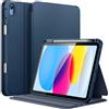 JETech Custodia per iPad (A16) 11a/10a Generazione (2025/2022) con Portapenne, Sottile Folio Supporto Protettiva Tablet Cover, Multi-Angolo Visualizzazione (Navy)