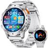 BENYAR SMART EF8 Smartwatch Uomo con Torcia, 1.43 AMOLED, Impermeabile IP68, 110 Modalità Sportive, Monitoraggio Battito Cardiaco e Sonno, Contapassi, Notifiche Chiamate, per Android iOS, Argento