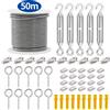 NONE SGYM 56 Pz/set 50 Metri In Acciaio Rivestito In PVC Cavo Flessibile Cavo Morbido Trasparente Stendibiancheria In Acciaio Inox Diametro 2mm Kit