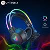 ONIKUMA X15 Pro cuffie Over-Ear cuffie da gioco auricolari con cancellazione cablata orecchie di gatto rosa luce Rgb con microfono per PC PS4