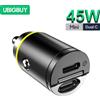 Ubigbuy caricabatteria da auto USB C a doppia porta da 45W tutto in metallo adattatore per auto veloce PD tipo C ricarica rapida per iPhone 15 14 iPad Airpods Samsung