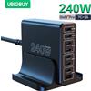 Ubigbuy stazione di ricarica USB C da 240W, caricabatterie da tavolo GaN a 8 porte, adattatore per Laptop 100W USB-C per MacBook Pro/Air iPhone Samsung