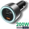 URVNS Caricabatteria da auto USB C da 200 W PD 100 W Tipo-C Caricabatteria da auto QC5 PPS 45 W Ricarica super veloce per laptop MacBook Pro iPhone 15 Samsung S22