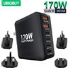 Ubigbuy 170W caricabatterie rapido GaN 6 porte USB C PD 100W caricatore da muro per MacBook Pro/Air ThinkPad iPad Pro Samsung S23 iPhone 15/14