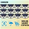 GASISTER Confezione da 12 luci solari Lampada da parete per esterni 100LED Sensore di movimento Luci di sicurezza 270 ° Angolo di illuminazione luminoso per cortile giardino patio
