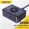 Ueetop 205W GaN Caricatore Display Digitale Desktop USB Tipo C Caricatore PD 100W PPS 45W QC4.0 Ricarica Veloce Per Laptop Tablet Telefono