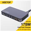 Ueetop Caricatore GaN USB C da 175 W Display a LED PD QC 4.0 3.0 Tipo C Carica rapida per Samsung iPhone Telefono MacBook Laptop Caricabatterie veloci