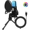 AyeBeau Computer da gioco Microfono a condensatore professionale Microfono PC portatile USB cablato Streaming live Podcast Studio Mike Kit Gamer Karaoke