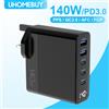 UHOMEBUY caricatore da muro USB C da 140W con Display a LED, caricatore rapido USB GaN a 5 porte per MacBook Pro/Air iPad iPhone 15 laptop Pixel