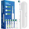 NONE Spazzolino elettrico rotante intelligente, spazzolino elettrico ricaricabile a testa tonda con 6 testine, compatibile con testine Oral B